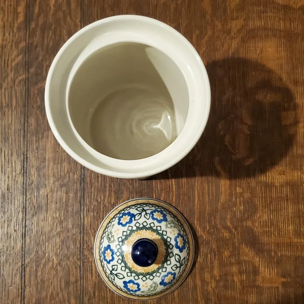 Ceramika Artystyczna Handpainted Polish Pottery Canister Jar with Lid